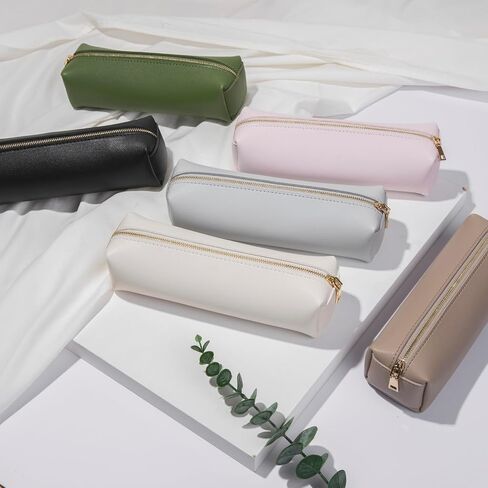 Student Color Pencil Faux Leather Case Bag Storage Cosmetic For School(Beige,Faux Leather) in Saudi Arabia