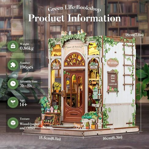 Fsolis Book Nook Kit, DIY Miniature House Kit for Adults Activity Mini Puzzle Tiny Home Garden Dollhouse Kit Gift for Women Teenagers (Champs-Élysées Florist) in Kuwait