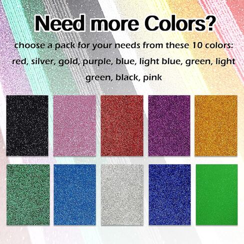 SALEMAR Green Glitter EVA Foam Sheets, Self-Adhesive Sparkle Craft Foam Sheet for DIY Projects, Decorations, St. Patrick's Day Crafts, 10 Packs (Green) in Kuwait