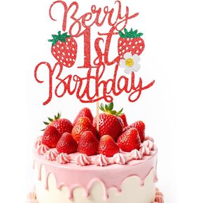 1PCS Berry First Birthday Cake Topper, Strawberry Cake Topper for Fruit Theme Strawberry Birthday Decorations for Baby Shower Kids 1st Party Decorations Supplies in Saudi Arabia