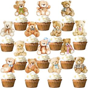 دب دش استحمام ديكورات - 48 ٪ Teddy Bear Cupcake Toppers - يمكننا Bearly الانتظار لالتقاطات لتكشف بين الجنسين ، لوازم حفلة عيد ميلاد الأطفال