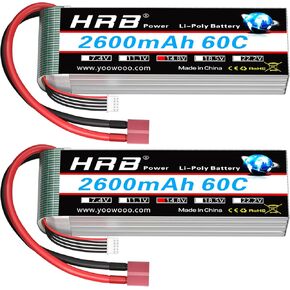 HRB 2PCS 4S 2600MAH LIPO بطارية 60C 14.8V RC LIPO بطارية متوافقة مع RC CAR RC Airplane RC Truck RC BOAT