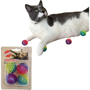 ألعاب Cat Spot Shimmer Balls - كرات ممتعة مع صوت حشرجة الموت مثالية للتثبيت والضرب ، ألعاب ملونة للترفيه عن القطط والقطط - حزمة من أربع كرات 1.5 بوصة وألوان متنوعة