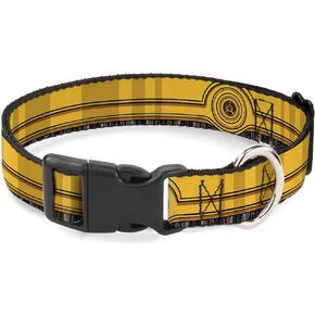 Star Wars Pet Collar, Dog Collar Plastic Buckle, Star Wars C3PO Wires Bounding Yellows Black Multi Color, 11 to 16.5 Inches 1.0 Inch Wide