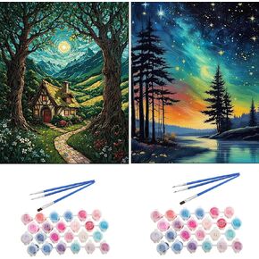 ToCare 2 Pack Paint by Numbers Kit للبالغين ، طلاء غروب الشمس على الشاطئ 16 × 20 بوصة من قماشية ، طلاء للبالغين بواسطة مجموعات الأرقام الحب