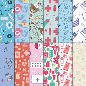 36PCS Pattern Pattern Paper - 6 "× 6" ورقة زخرفية طبية - Doctor Scrapbook -papter Cardboard Card Stock Diy Crafts for Nurse Day Graduation Card Making Photo Photo Crafts Arts Decor