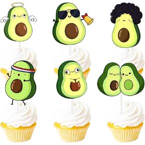 18pcs Green Glitter Avocado Dessert Cupcake Topper Holy Guacamole Theme Decor Supplies Baby Shower Girl Boy Happy Birthday Party Decorations