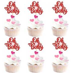 Ercadio 24 Pack Day Valentine's Day Boy أو Girl Cupcake Toppers - Glitter Picks for Gender Cans Decors - Wedding and Valentine Party Cake Supplies