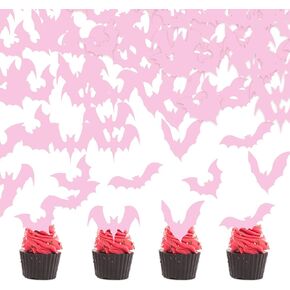 24 Pink Ghost Cupcake Toppers - Halloween موضوع عيد ميلاد الأطفال لوازم حفلة عيد ميلاد
