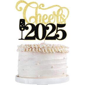 سنة جديدة سعيدة 2025 Cake Topper-Glittering 2025 New Year's Eve Party ، Hello 2025 ، عيد الميلاد ، عشية رأس السنة الجديدة ، مستلزمات زخارف حفلات العطلات السعيدة