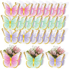 24 PCS Butterfly Centerppes Maby Shower for Tables Girl ، Butterfly Party Taving Decorations Tea Party Butterfly Flower Joxes Decorations for Baby Shower Decord Wedding Decor