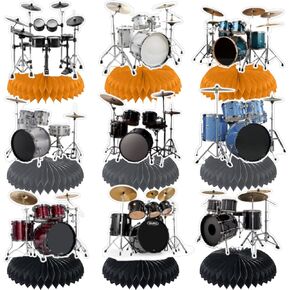 9 PCS Drum Birthday Party Decorations, Drum Honeycomb Centerpieces,Drum Table Centerpieces for Drum Party Supplies Drummers Birthday Decorations