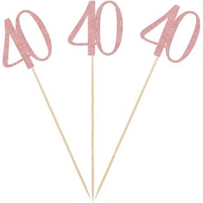 Rose Gold 40th Glitter Blitter Birthday Centres ، 12 Pack Number 40 Table Topper Anniversary Party Decorations