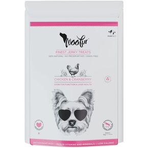 Woofur Chicken Treats for Dogs - Chicken & Cranberry | Grain-Free Chicken Dried Strips | Provides Protein | Promotes Muscle Health | Healthy Dog Treats (1.76oz)