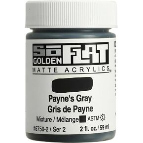 SoFlat Matte Acrylics by GOLDEN, Payne's Gray, 2 fl. oz. Jar, Professional Acrylic Paint, Opaque
