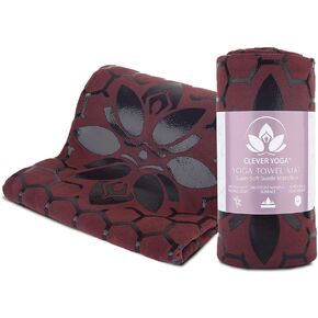 Clever Yoga Mat Towel Non-Slip for Hot Yoga. Grippy Double Sided Suede Microfiber Towel Non-Slip Grip. Multifunctional - No Slip Yoga Mat Towel, Yoga Mat Cover - Travel Yoga Mat Non Slip.