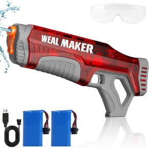 Fast Auto Suction High Powered Squirt Guns Up to 28-32FT Range,Full Automatic 330+ Continuous Water Pistol for Adults/Kids,IP67 Waterproof Electric WaterGun(2 Batteries)