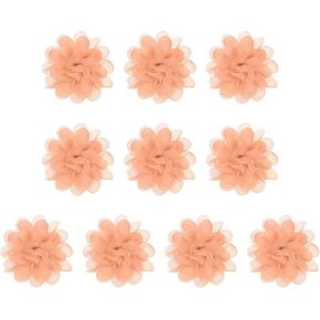 PATIKIL 3.9" Chiffon Flowers, 10 Pcs Mesh Fabric Flowers Sewing Fabric Appliques Headband Embellishments for DIY Craft Wedding Decor, Peach