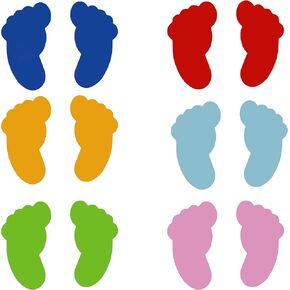 6 Color 42 Pairs 84 Prints Kid Shoe Stickers, Footprint Stickers Decals Wall, Floor, Staircase/Stickers Use in Classrooms, Dance Studios, Party Decorations (Children)