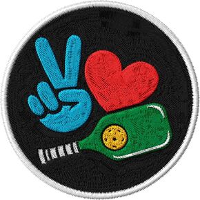Peace Love Pickleball Patch للملابس - الحديد المطرز على التصحيح لظهر الظهر - بقع القماش الرياضية للملابس التذكارية والهدايا ID45095