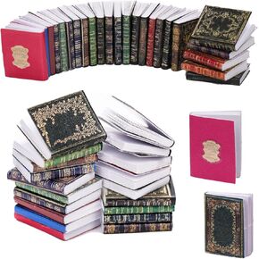 48pcs Miniatures Dollhouse Books, 1:12 Scale Mini Books Doll House Decoration Pretend Play Toys Assorted Dollhouse Accessories Model Doll Toy Supplies for Crafts Doll Houses (2 Styles)