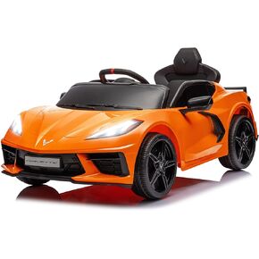 Licensed Chevrolet Corvette C8 12V Ride On Car, Electric Car w/Remote Control, LED Lights, Shiny Dashboard, 3 Speeds Mode, Soft Start, Bluetooth Speaker, Battery Powered Cars for Kids to Drive