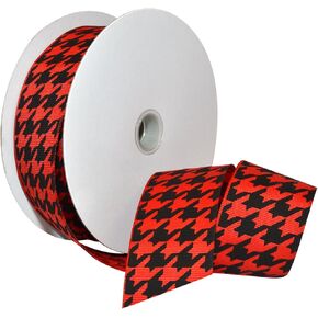 Morex Ribbon 7509.38/25-613 Hounds Tooth Grosgrain Ribbon, 1-1/2-Inch by 25-Yard, Black