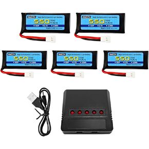 5pcs 3.7v 550mAh 30c Lipo Battery Molex-2p مع شاحن 5-in-1 لشاحن Syma X5C X5SW Hubsan H107C H107D UDIRC U12S WLTOYS XK A100 A120 RC DRONE (5PCS Battery+5-In-1 Charger)