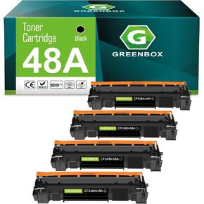 Greenbox Compatable Toner Cartridge استبدال HP CF248A 48A لـ PRO M15W M15A M16A M16W MFP M28W M28A M29A MFP M29W 248A الطابعة (4 أسود)