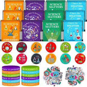 Sureio 86 PCS Party Party Forms تشمل أكياس الرباط العلمية ملصقات أساور السيليكون