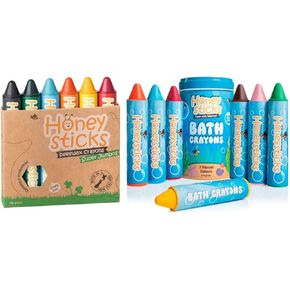 Honeysticks Super Jumbo Crayons Bundle - 6 Pack Beeswax & 7 Pack Bath Crayons