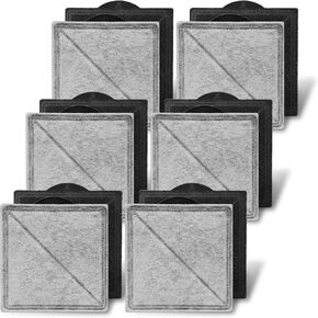 Cat Water Fountain Fountain Fister Filter Square متوافق مع PetSafe Premier و Ion-X و Outlast Pumpless & Viva Pet Water Fountain و Carbon Filters لـ Cat and Dog Indoor (Black ، 12 Pack)