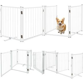 Freestanding Dog Gate Pet Gates Puppy Gate 23.6 Inches Height Step Over Pet Fence, Free Standing Dog Gate Indoor Outdoor Expands Up to 80 Inches Doggie Gates Small Dog Gates for Doorways Stairs