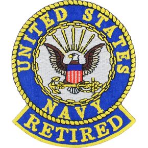 United States Navy USN Retired Embroidered Patch, with Iron-On Adhesive