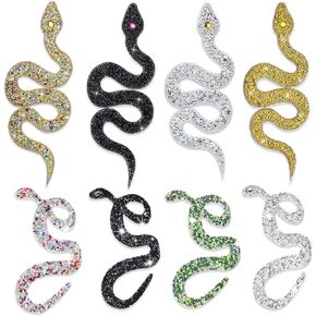 8 PCS Snake Iron على البقع ، أحجار الراين الأفعى الملونة للتصحيح المطرز لملحقات الملابس DIY إصلاح الزفاف فستان الزفاف