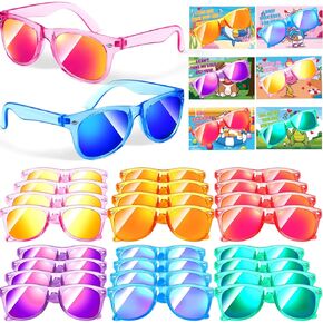 Kids Sunglass Sunglass Party Party Favors ، 24 حزمة نظارة شمسية نيون للأطفال الصغار مع UV 400 حماية ، أساسيات سلة عيد الفصح ، حمامات السباحة حفل عيد ميلاد جائزة الفصول الدراسية للبنين 3-5 4-8