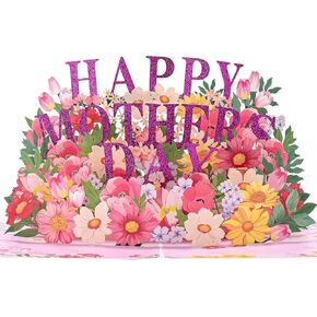 E-TING 3D Pop-Up Mother's Day Card - A Stunning Surprise to Show Your Love Unique Floral Design Perfect for Every Mom (Floral)