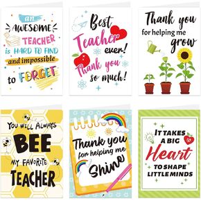 Howaf Teacher Education Writering بطاقات مع الأظرف ، شكرًا لك على توفير بطاقات الحفلات للمعلمين للمعلمين ، وبطاقات هدايا أسبوع تقدير المعلمين للمعلمين ، 10.2 '*7.3' ، 6 حزمة