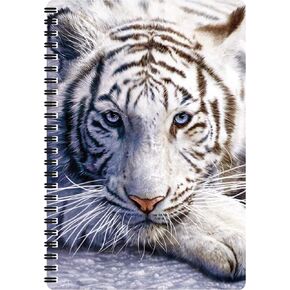Notebook - White Tiger Repose from Deluxebase. 80 Page Lined Lenticular 3D White Tiger Notebook. 8.5 x 5.5 in. School or work stationery with artwork licensed from artist David Penfound