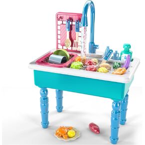 Play Kitchen Sink Toys, Electric Dishwasher Playing Toy with Running Water, Play Food & Tableware Accessories, Kitchen Set Toys, Role Play Sink Set for Toddlers Kids Boys Girls