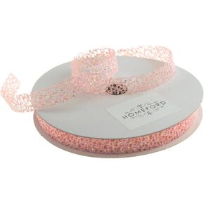 Glitter Web Mesh Ribbon ، 5/8 بوصة ، 25 ياردة (الذهب الوردي)