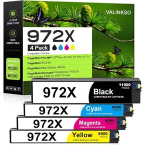 972X Ink Cartridges Compatible with 972X for Use with PageWide Pro 477dw 577dw 452dn 477dn 577z 452dw PageWide 552dw P57750dw P55250dw P55750dw P5520 P5570 Printers 4 Pack (B/C/M/Y)