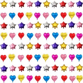 40pcs 5inch Star & Heart Foil Balloons - بالونات صغيرة القلب لعيد الميلاد ، الذكرى ، حفل زفاف ، استحمام الطفل ، زخرفة حفلة عيد الميلاد