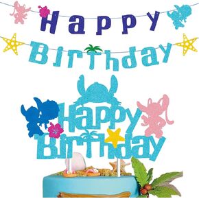 Glitter Summer Thief Proof Banner & Cake Topper ، ديكور كعكة للبنين والبنات ، لوازم زخرفة حفلة عيد ميلاد الفتيات والبنات