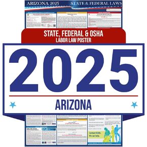 2025 Arizona State and Federal Labor Law Poster - English Spanish Combo - OSHA Workplace Compliant - Mandatory Regulations Posting for Employees - All in One Required Compliance Posting 16" x 40" - Laminated (English Spanish Combo)