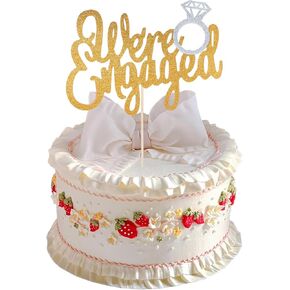 1PCS ارتباط كعكة Topper ، نحن متورطون الكعكة مع رنين زخارف الذهب بريق الذهب زينة حفلة الزفاف الكعكة الكعكة القبعات العليا لحضور حفل زفاف