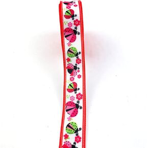 Heyiwell 10 ياردات خنفساء مطبوعة الشريط Grosgrain للهدايا المرفقة قوس الشعر لأغطية رأس الديكور يدويًا مصنوعة يدويًا DIY 1 بوصة (25 مم)