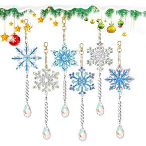 6 PCS 5D Christmas DIY Snowflake ، أدوات ندفة الثلج الزفاف ، لوازم حفلات الزفاف الزفاف ، مجموعة DIY مع الحرف اليدوية الكريستالية ، ديكور عائلي الشتاء العجف الزخرفة