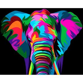 yiyue paint by number for bealder beginns ، diy gift canvas kits for boys and girls ، felephant ilit ilt kit ، diy acryl paint carfs for gift home wall 16x20inch ، no.2