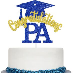 تهانينا Pa Cake Topper ، زخارف التخرج السلطة الفلسطينية ، تهانينا ممرضة/طبيب ، طبيب زخارف حفل التخرج من كلية الطب (Black and Gold Glitter)